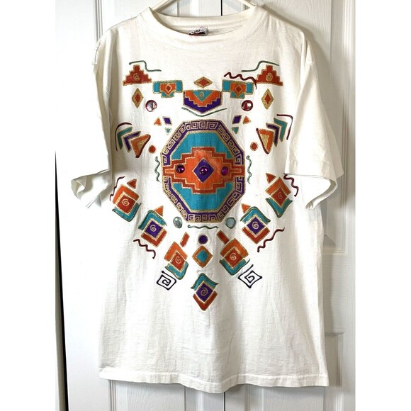 Sweet Blondie T-Shirt Womens One Size Aztec Graphics/ Gold Thread Embroidery Vac - Picture 1 of 12